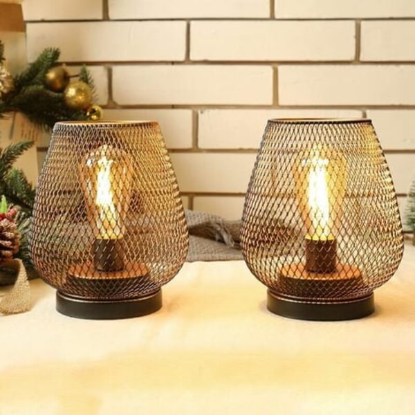 Designer nattbordslampe Stabel utendørs bordlamper sett med 2 metallbur bordlamper bordlampe stue trådløst bryllup
