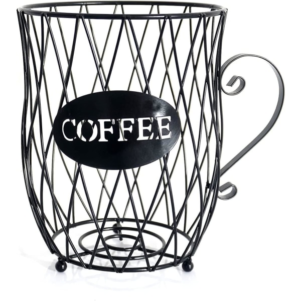 Kaffeputeholder, K koppoppbevaring, kaffeputeoppbevaring og organisering K koppholdere med stor kapasitet for kjøkkenbenk, kafé, bar, kafébardekor (svart)