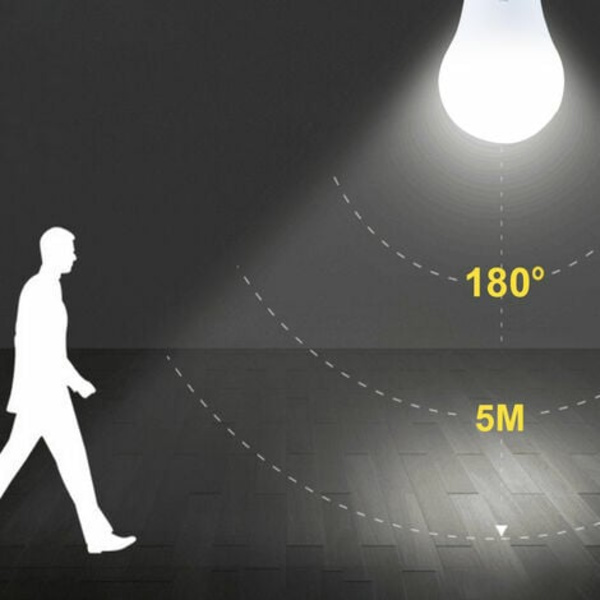 E27 LED-lampa, Med rörelsesensor, 9W, Vit, 2st