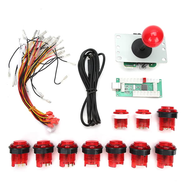 DIY Game Rocker Kit DIY Game Joystick Kit Fighting Game Tilbehør Lampe til Windows XP / Win7 / Win8Rød