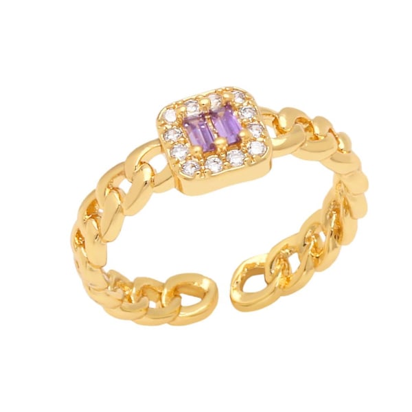Ring Vintage Zircon Justerbare Modesmykker Ac10068 purple