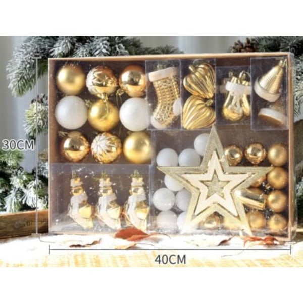 Parti med 24 julekugler indendørs udendørs dekoration 44 stk Jul efter eget valg Guld