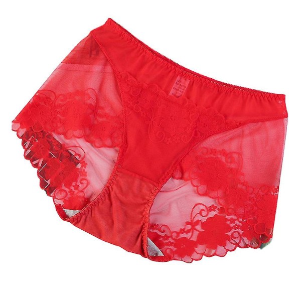 Kvinnor Spets Franska Underbyxor Boxer Sexiga underkläder Red L