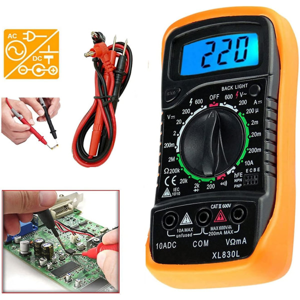 Lcd Digital Multimeter, CD Multimeter Spændingstester Digital Multimeter AC DC Voltmeter Multimeter Tester Kredsløbstester