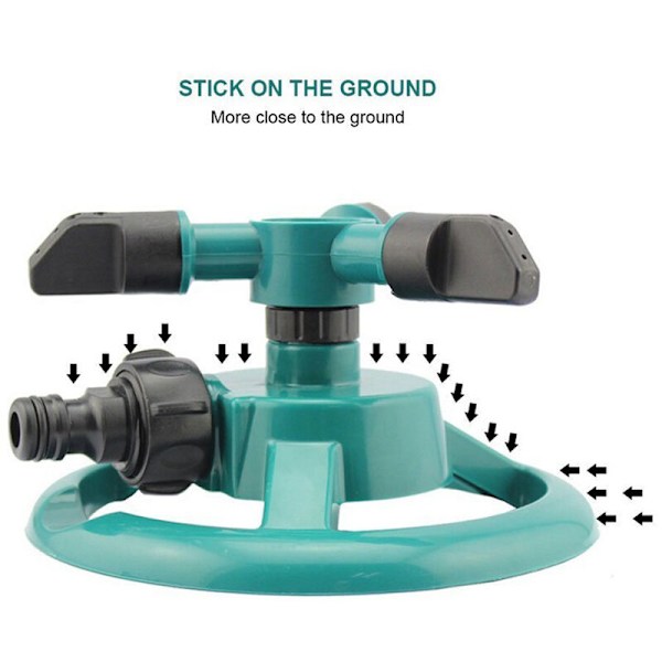 Havesprinkler, 3-arms 360 graders roterende automatisk havesprøjtevandssprinkler, kunstvandingssystem til vanding af din L