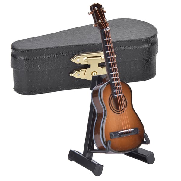 Miniatyr Klassisk Gitarr Modell Mini Trägitarr Skrivbordsdekoration Prydnad Kaffe