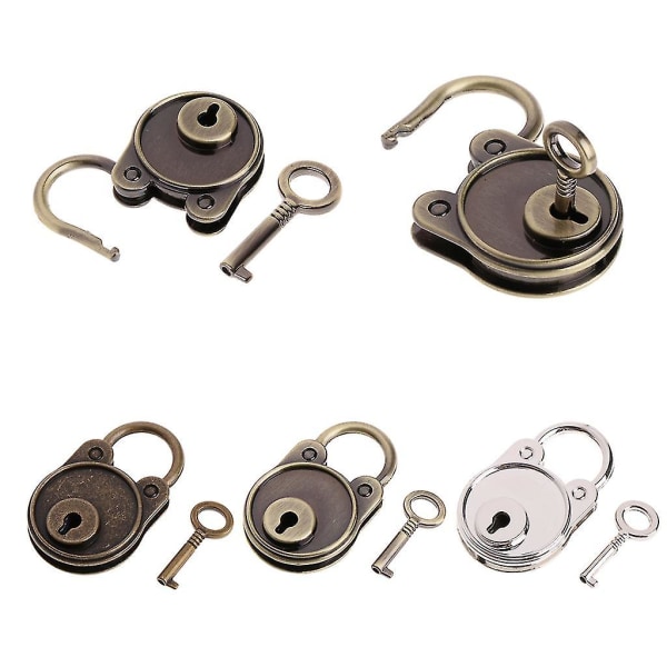 Mini Bear formad lås metall nyckelade hänglås för smyckeskrin liten trälåda