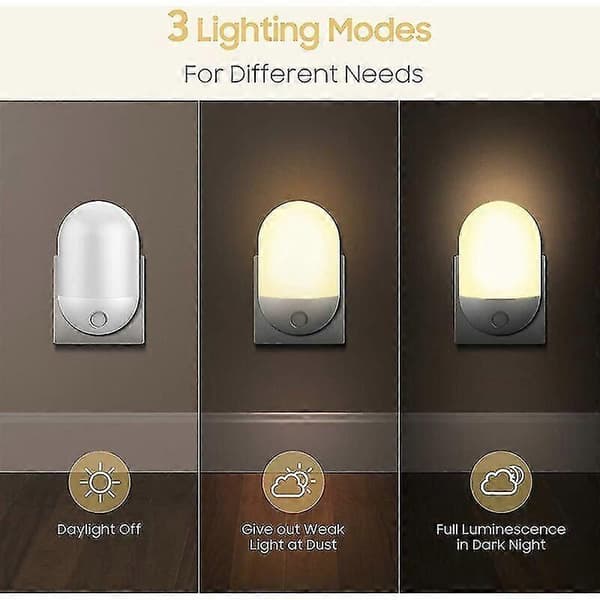 LED nattlys, plug & play automatisk veggnattlys med skumringssensor