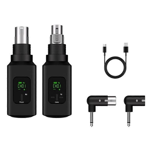 Profesjonell trådløs mikrofonkonverter Trådløst system for gitar XLR-sender og -mottaker Dynamisk mikrofon B Black