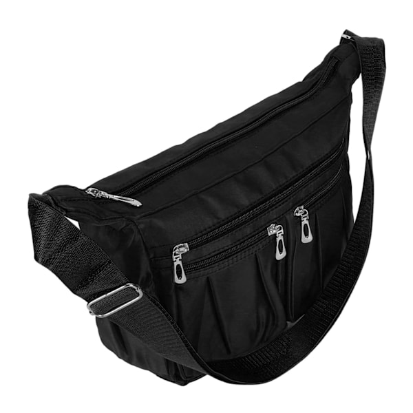 Vattentät Casual Messenger Bag med Hög Kapacitet och Flera Fickor för Resor - Unisex Svart Axelväska, One Size Fits All