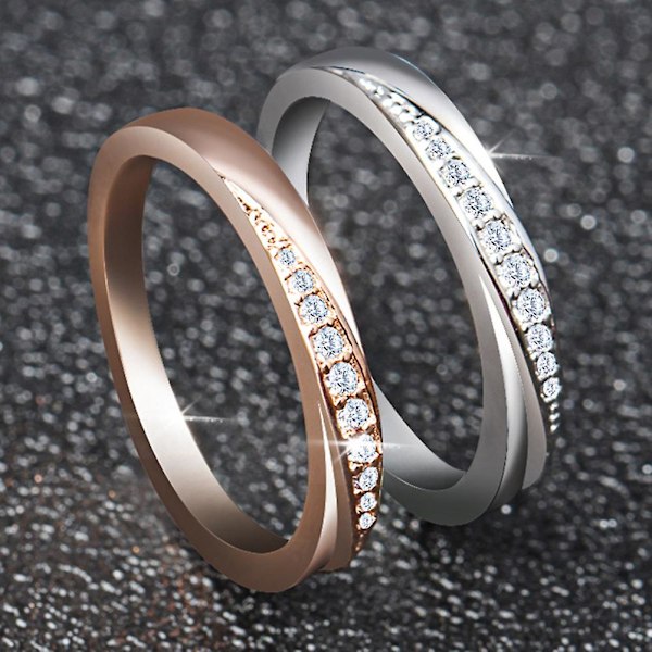 Rund Cubic Zirconia Inlagd Kvinnor Bröllop Förlovning Finger Ring Smycken Present Silver US 7