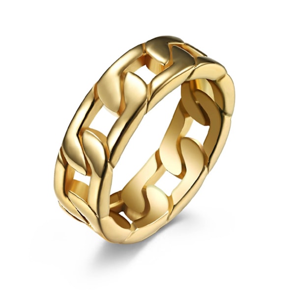 Hip Hop Style Finger Ring Kjede Form Design Ikke lett å knuse Smykker Unisex Twist Ring For Party Golden US 8