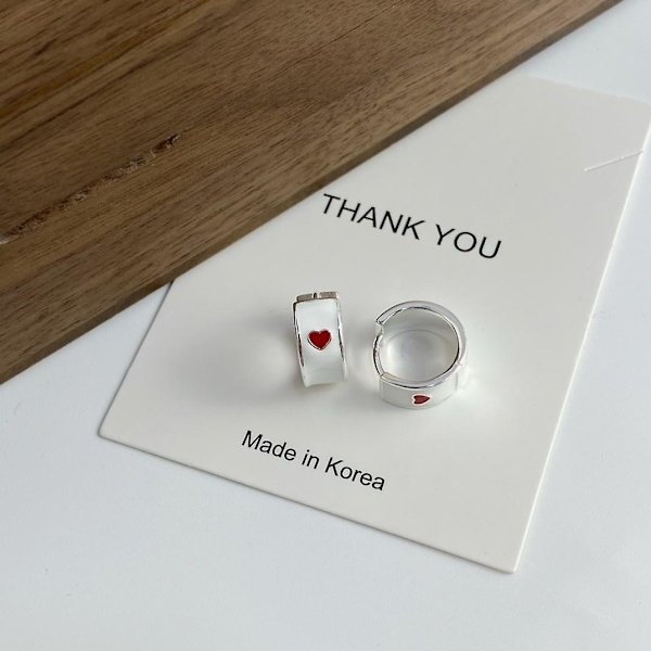 Ørering Heart Stud S925 Sølv modesmykker Ac5052 red