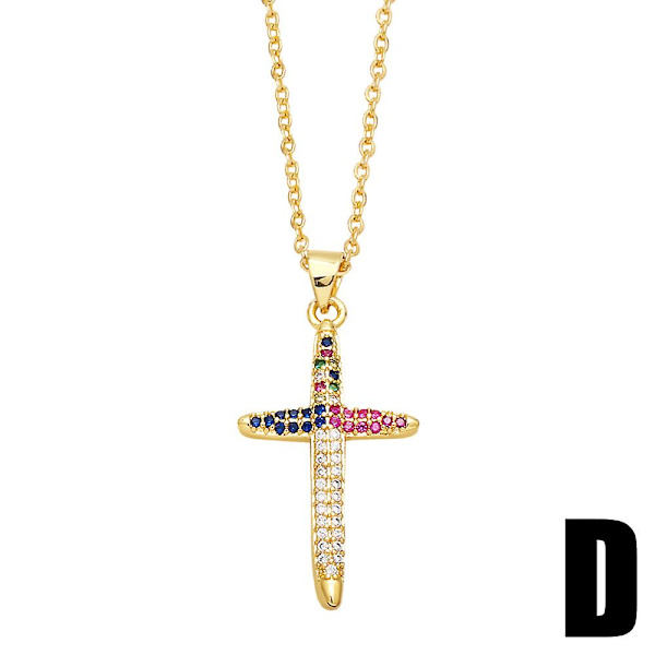 Halsband Vintage Zircon Cross Modesmycken Ac8852 A