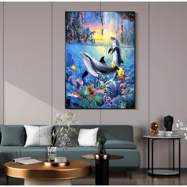 Delfiinien ja diamond painting (30x40cm)