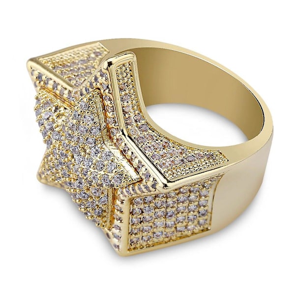 Hip Hop Femstjerners Ringer For Menn Kvinner Gull Sølv Farge Iced Out Cubic Zircon Størrelse 7-11 Charm Ring Bling Smykker Gave Silver