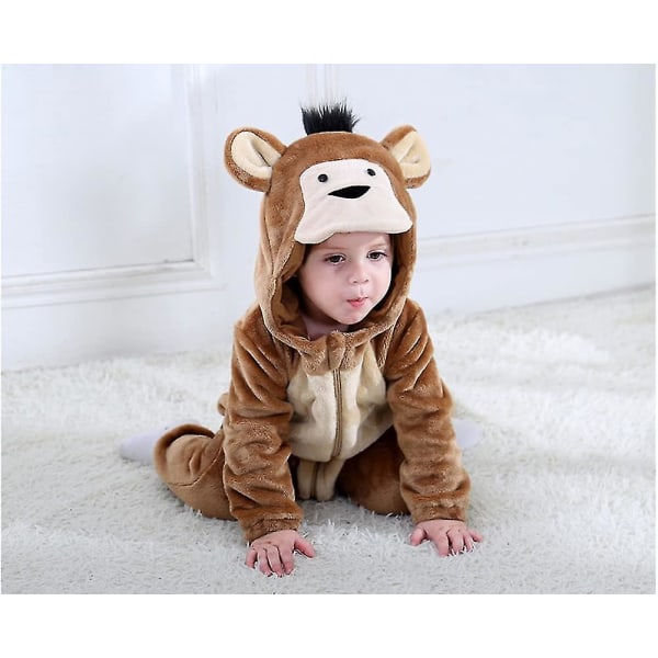 Baby Dinosaur Costume Barn Søt Hoodie Jumpsuit Halloween Monkey 18-24 Months