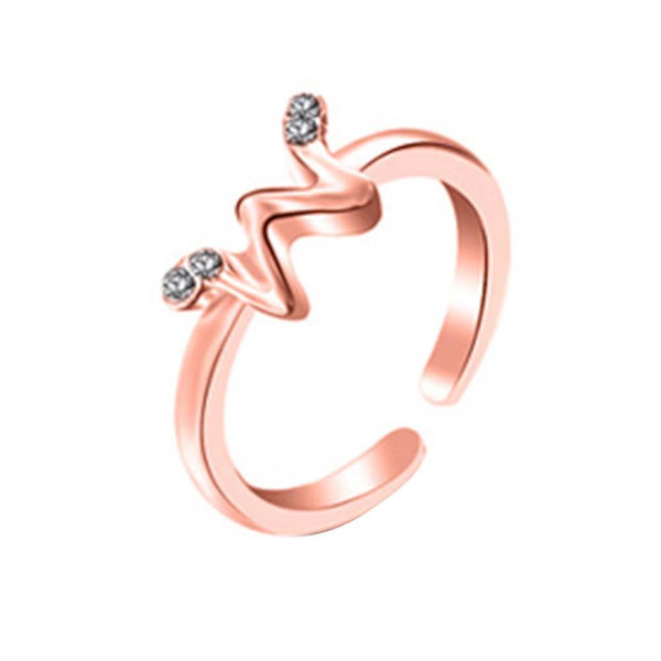 Mode Simple 26 Letter Rhinestone indlagt åbning Finger Ring Lady smykker gave Rose Gold G