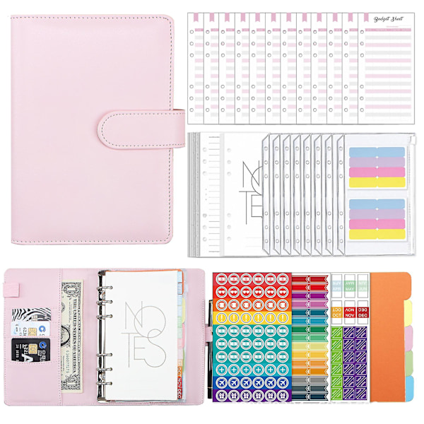 A6 Pu læder Notebook Planner Organizer Pink