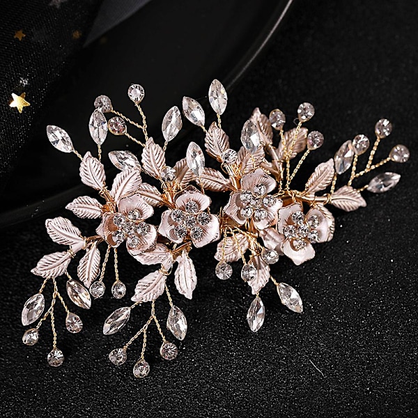 Blommor & bladformade hårinredning Sidoklämma Legering bröllopshåraccessoarer Rose Gold