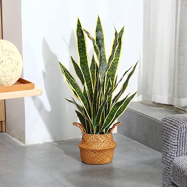 Keinotekoinen käärmekasvi 89 cm väärennös sansevieria puu 29 lehteellä täydellinen keinotekoinen anoppi ruukkukasvi