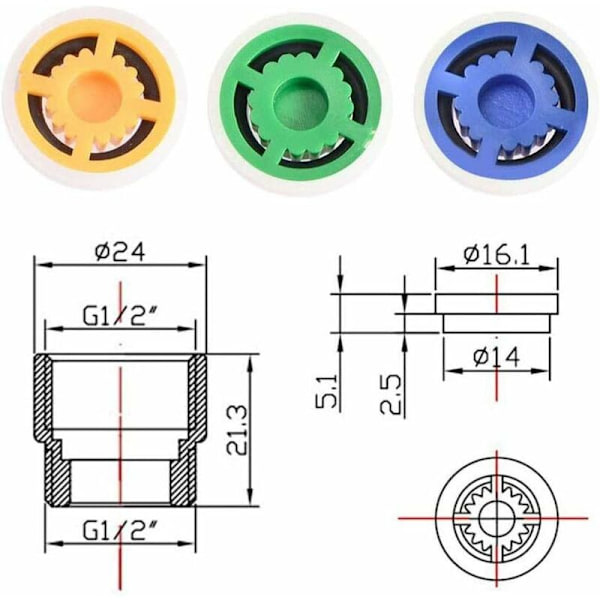 4 stykker brusereducer, Reguleret Flow Shower, Shower Flow Regulator, Water Flow Restrictor, Holdbar kobber Shell Shower Flow Restrictor til Hotel, B