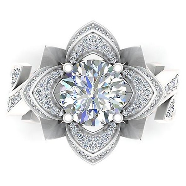 Kvinnor Romantisk gåva Bröllopsfest Blomma Blad Glänsande Zircon Knuckle Finger Ring 9