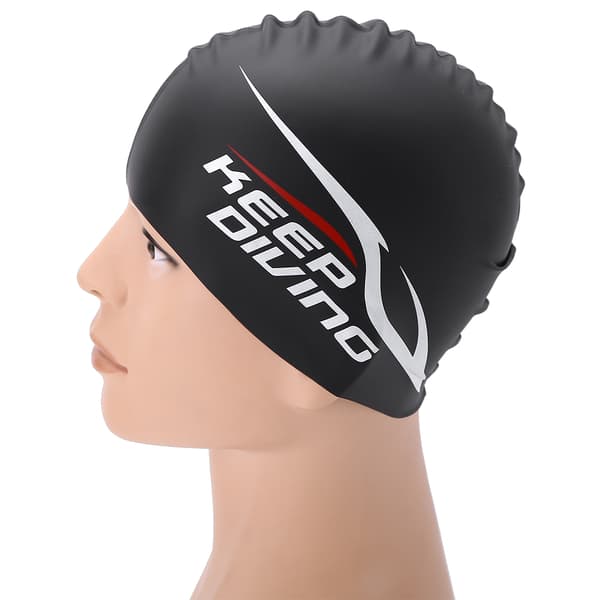 Svart Elastisk Silikon Badehette Vanntett Komfortabel Unisex
