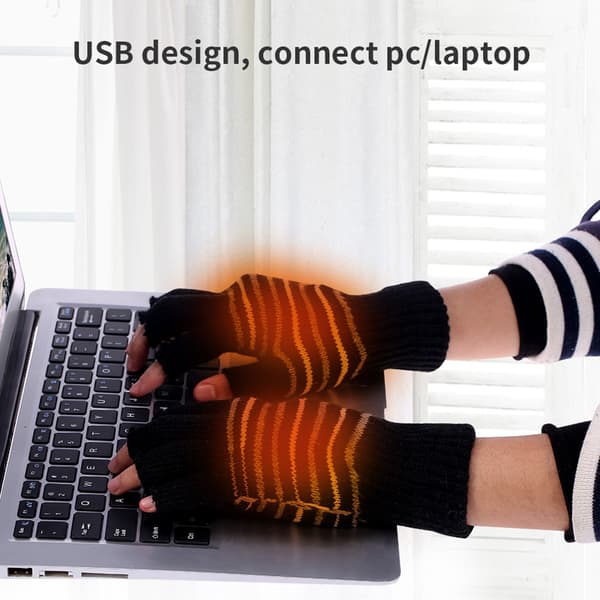 USB Opvarmede Halvfingerhandsker til Mænd og Kvinder