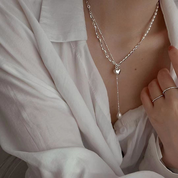 Halsband hjärta Stud S925 Silver Modesmycken Ac5265