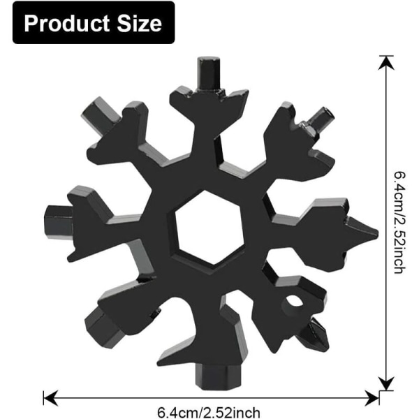 Mini multiverktøy snønøkkel (3 stykker svart poseløs nøkkelring) Passer for verktøyrom
