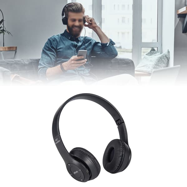 Bluetooth Trådløse Stereo Foldbare Over Ear Gaming Hovedtelefoner Sort