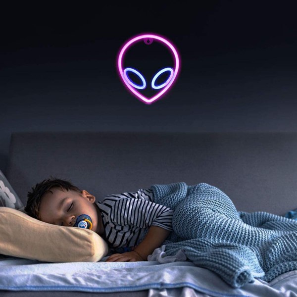 Alien Neon Light LED Neon Cool Alien Dekorativ Vägglampa USB Batteri Nattlampa för Hem Bar Art Party