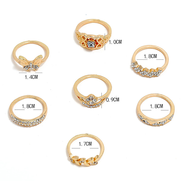 7 st/ set Enkel staplingsbar fjärilsblomma Dam Midi-ring Knogring Smycketillbehör