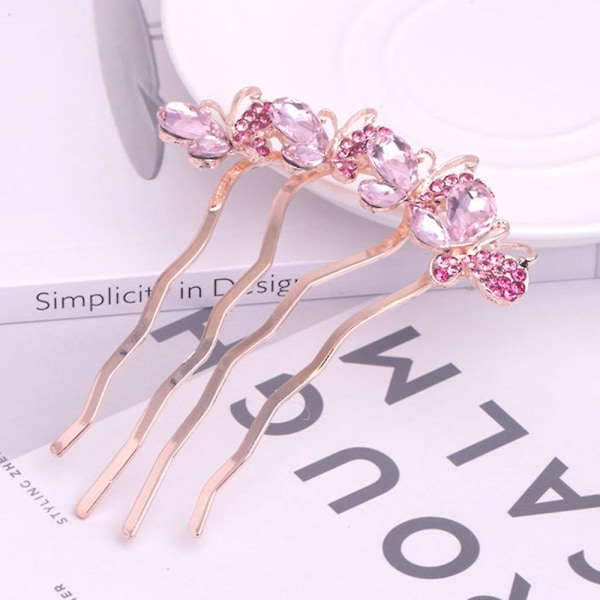 Butterfly Rhinestone Hair Kam Tiara Vuxen Hår Accessoarer Hårklämma Smycken Red