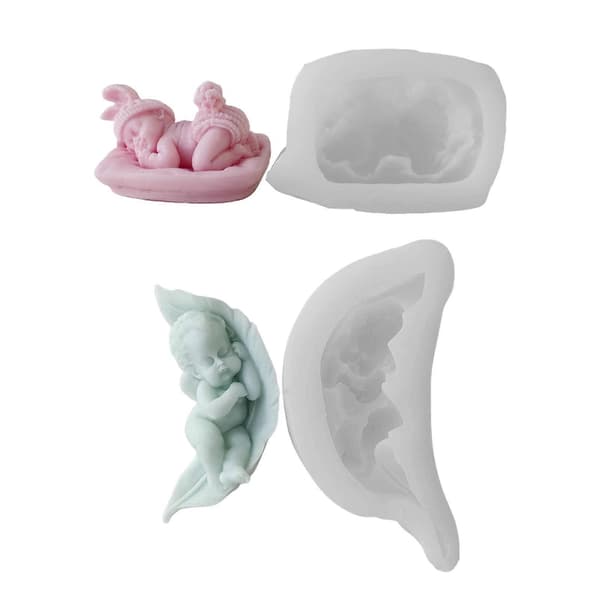 Sovende baby lys silikoneforme Sovende engel aromaterapi harpiksforme til DIY lysfremstilling kage boligdekorationer