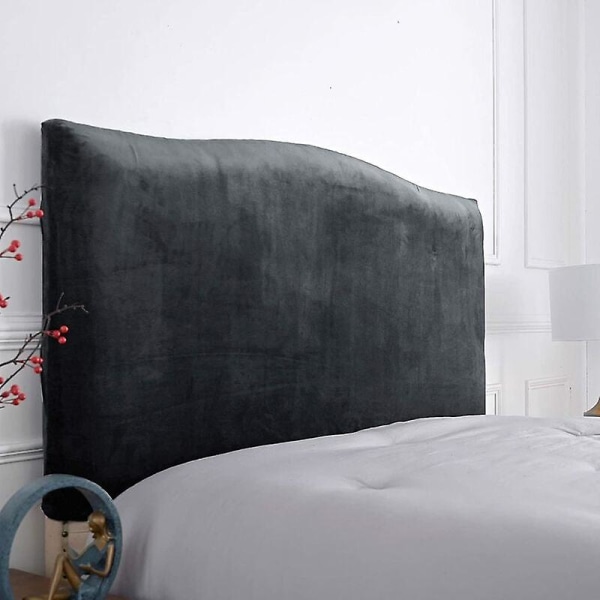 Velvet- cover Yksivärinen elastinen cover makuuhuoneen sisustamiseen, musta, 1,5 m (sopii 1,4-1,7 m sängynpäädylle, korkeus 65-65