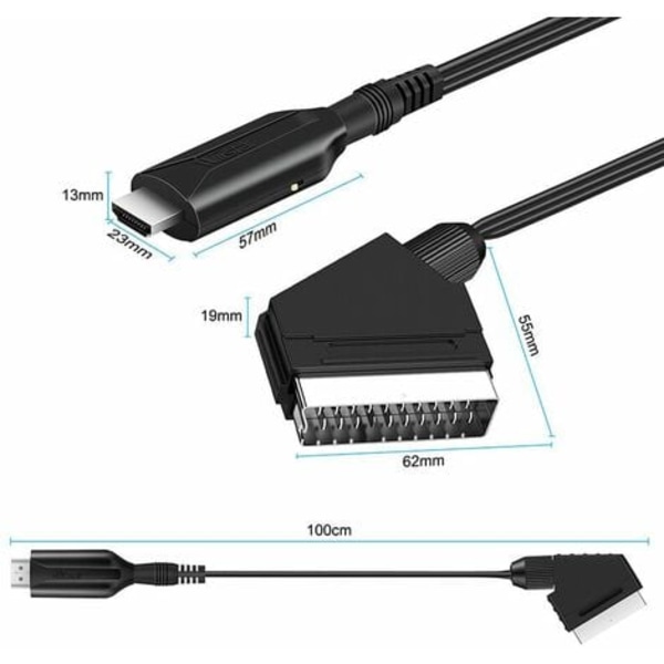 Scart till Hdmi Converter Video Audio Adapter för Hdtv/dvd/ set top box/ps3/pal/ntsc