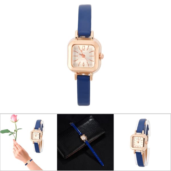 Mode Dame Analog Quartz Ur PU Læderrem Mørkeblå