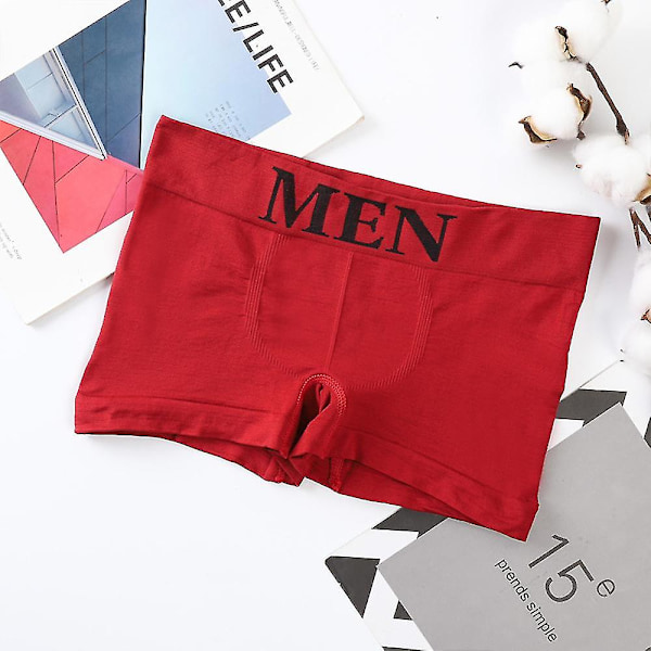 Män Letter Shorts Soft Comfort Underkläder Kalsonger Red