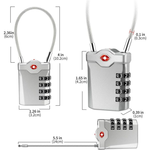 Hemkombinationslås Red Dot Bag Litet hänglås (silver),