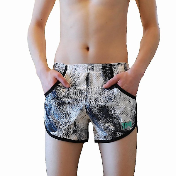 Män Mesh Boxer Lösa Lounge Trosor Underkläder White 3XL