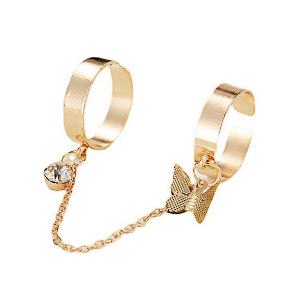 Kvinnor Circlet Set Öppning Justerbar Legering Rhinestone Bright Luster Knuckle Ring Set Smycken Golden