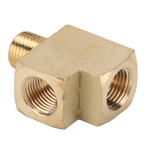 Messingrør T-stykke Bil Solid Gate Rør Utvendig Gjenge 1/8in NPT Hann 1000 PSI
