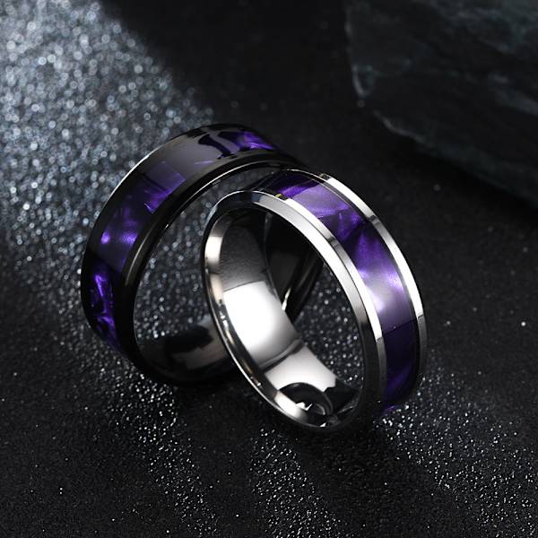 Färgglad Lila Vivid Shell Ring Mode 8mm Svart