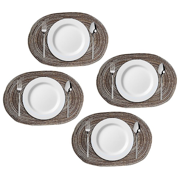 Puuvillaiset tablettiliinat, 4 kpl | Kangas tablettiliinat | Patio pöydän ulkotablettiliinat ruskea
