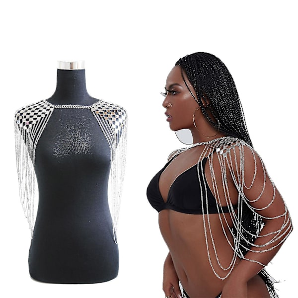Uttalande Överdriven metall paljettstruktur Tofs Axelkedja Body Chain
