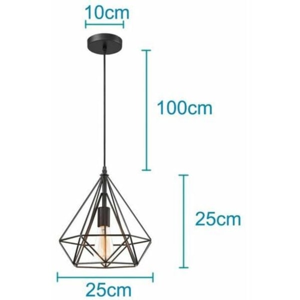 Sæt med 2 vintage pendellampe diamantform metal lysekrone loftslampe pendel til stue i soveværelset