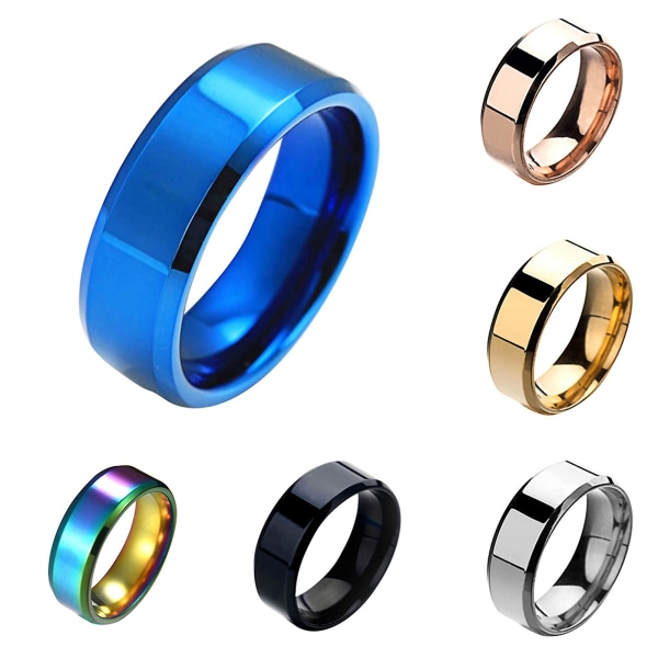 1 st Ring Unisex spegel i rostfritt stål Lättvikts fingerring för bröllop Rose Gold US 6