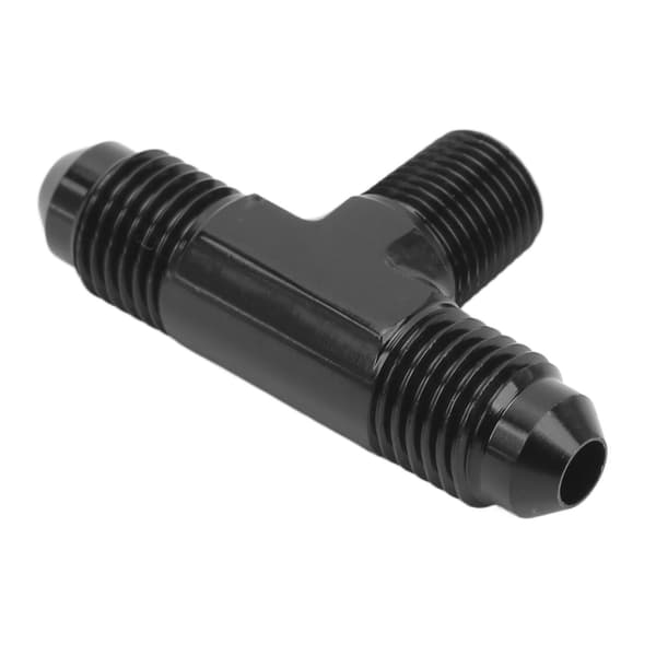 Aluminiumslegering Sort Anodiseret 3-vejs T-formet Tee Adapter Fitting 4AN til 1/8 NPT
